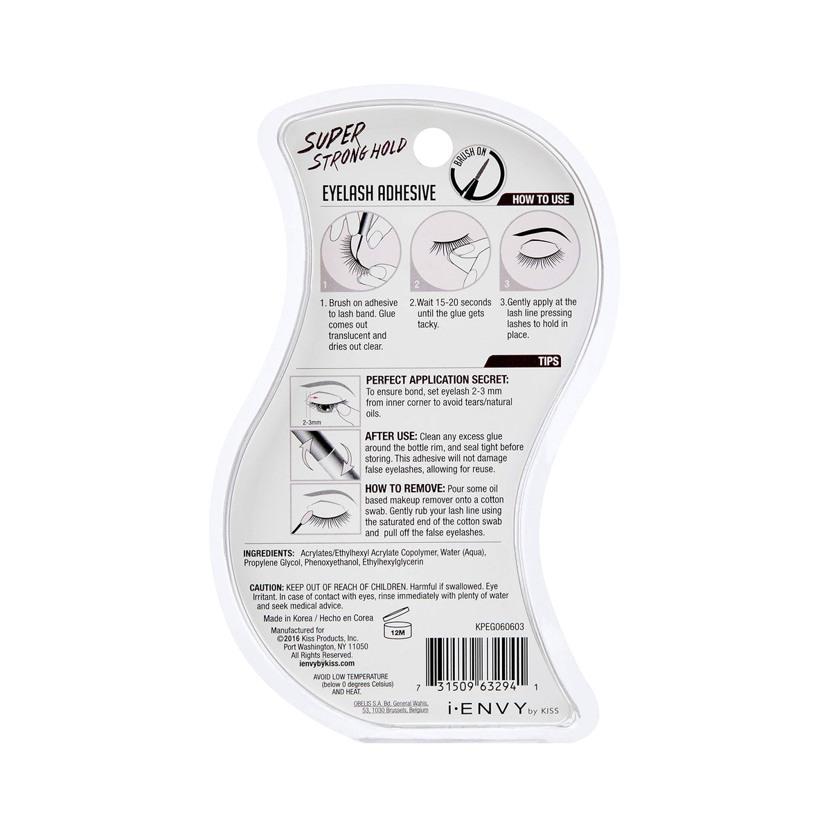 iENVY Super Strong Hold Eyelash Adhesive clear drying on lashes