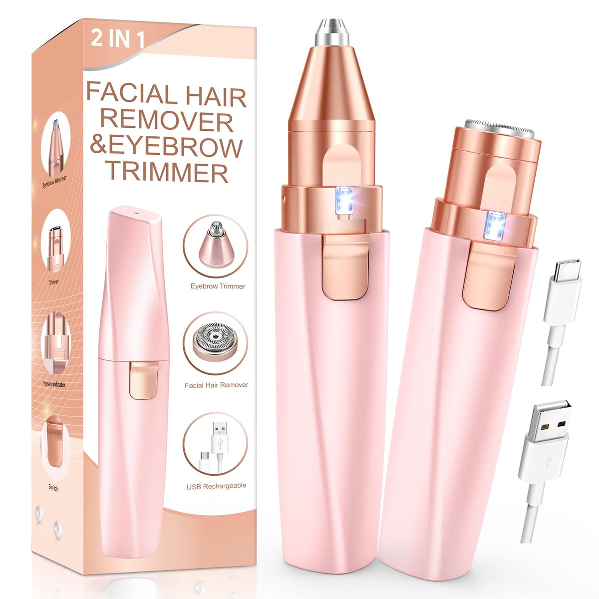 IFANZETECH Eyebrow Trimmer front view with interchangeable heads