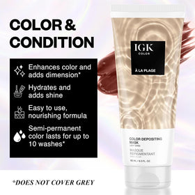 IGK A La Plage Hair Gloss application tools including bowl and brush