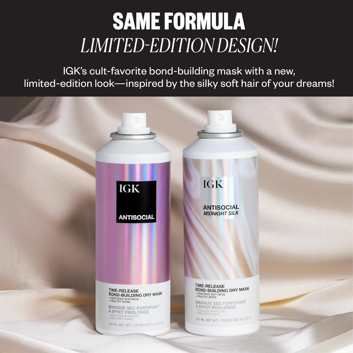 IGK Antisocial Midnight Silk Bond-Building Dry Hair Mask side view