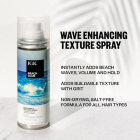 IGK Beach Club Texture Spray application on hair
