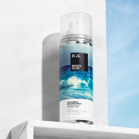 IGK Beach Club Texture Spray on a vanity