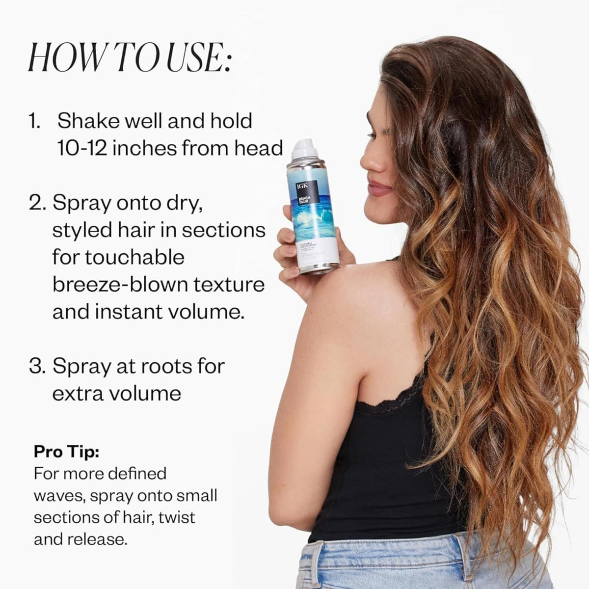 IGK Beach Club Texture Spray with beach background