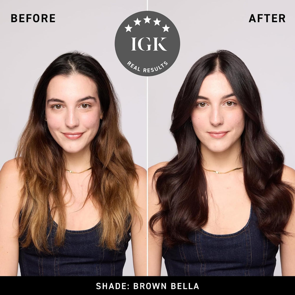IGK Brown Bella Hair Gloss back view with ingredients