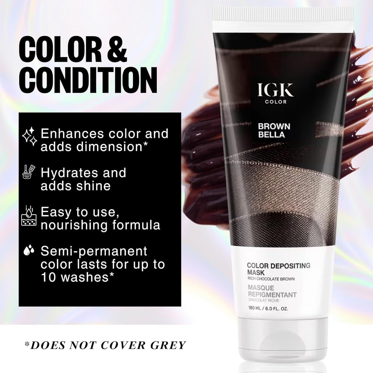 IGK Brown Bella Hair Gloss in use on brunette hair