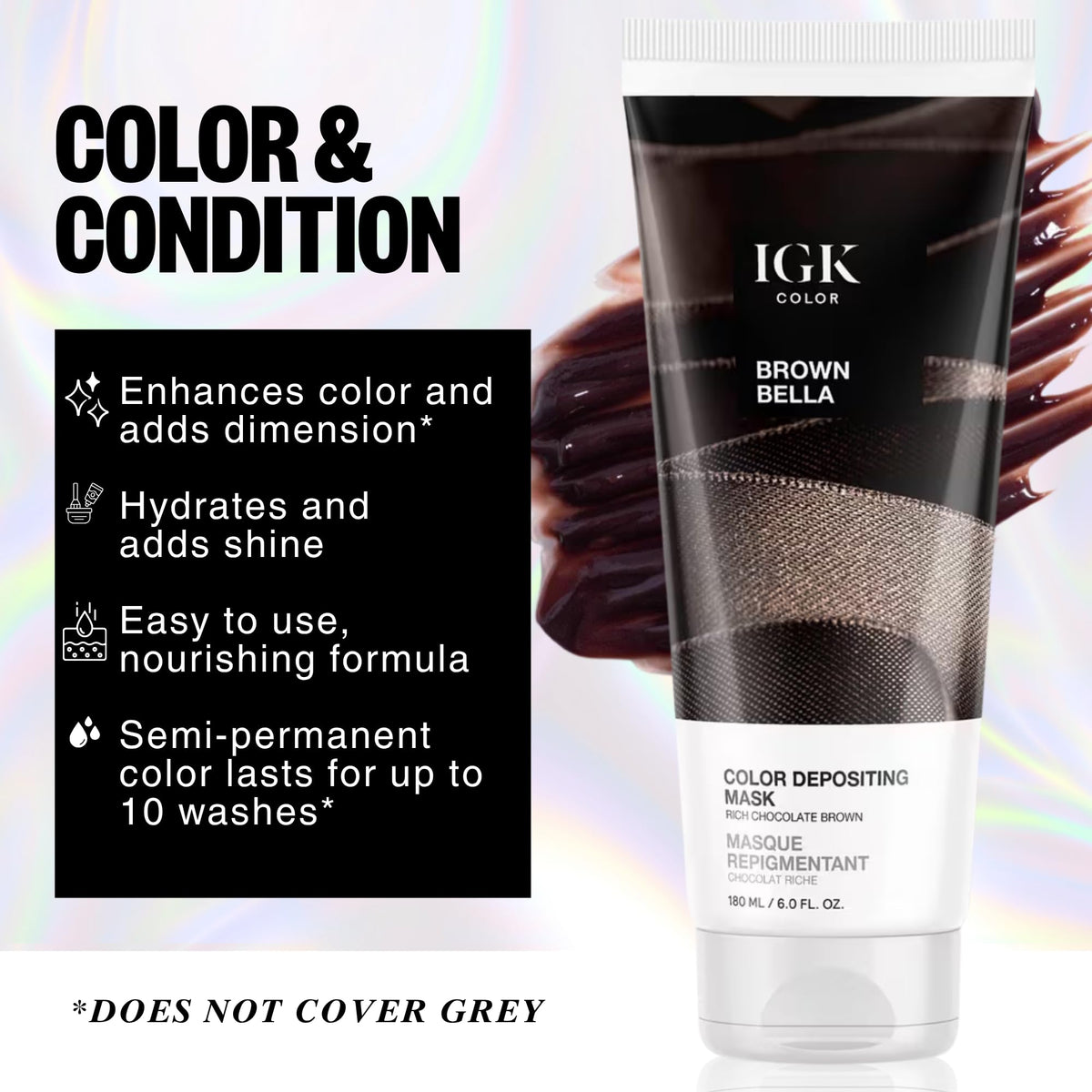 IGK Brown Bella Hair Gloss packaging details