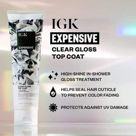IGK Expensive Clear Gloss Top Coat application on hair