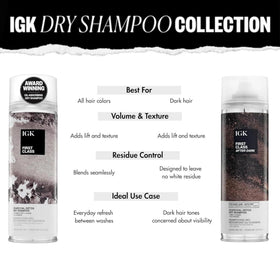 IGK First Class Charcoal Detox Dry Shampoo 11 oz texture close-up
