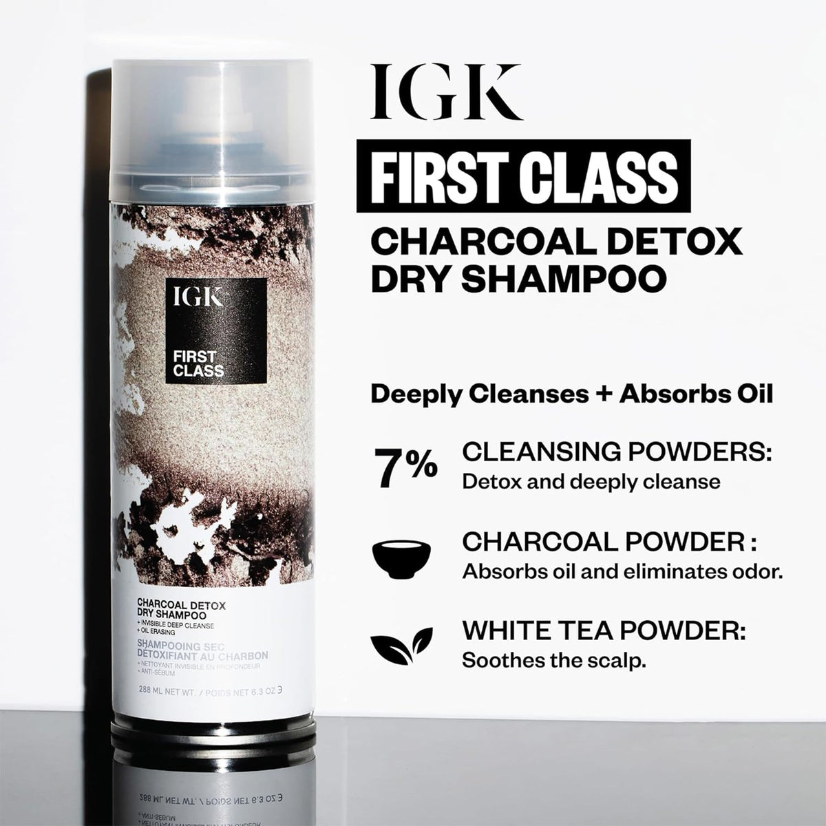 IGK First Class Charcoal Detox Dry Shampoo application demonstration