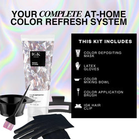IGK Magic Storm Hair Gloss application tools including bowl and brush