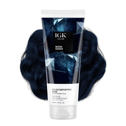 IGK Midnight Blue Hair Gloss front view with packaging