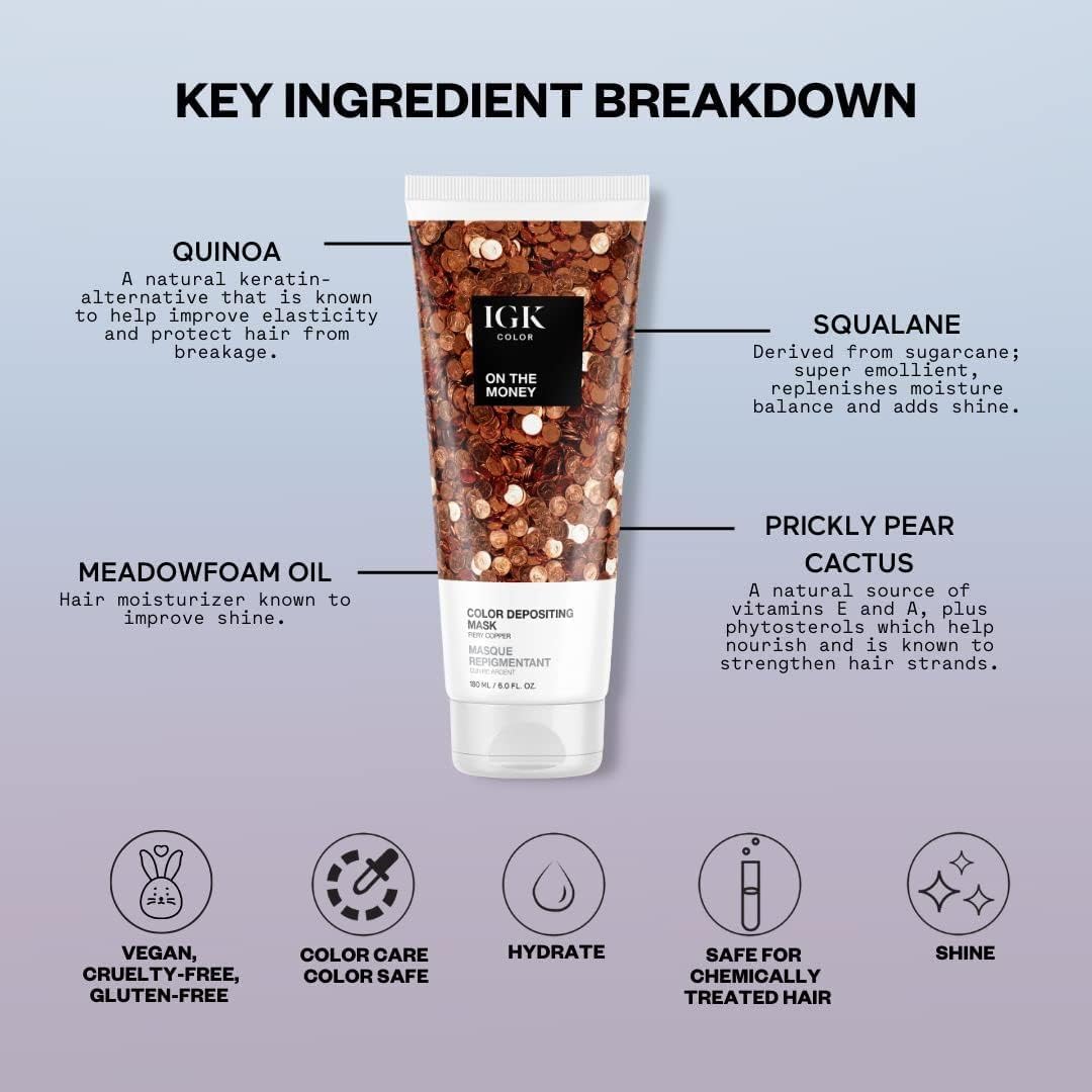 IGK On The Money Fiery Copper Hair Gloss semi-permanent on a model