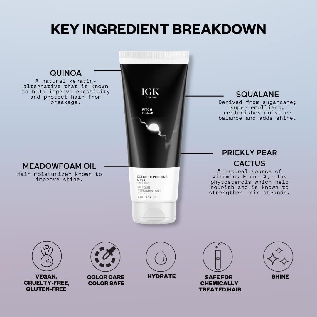 IGK Pitch Black Hair Gloss product on a vanity