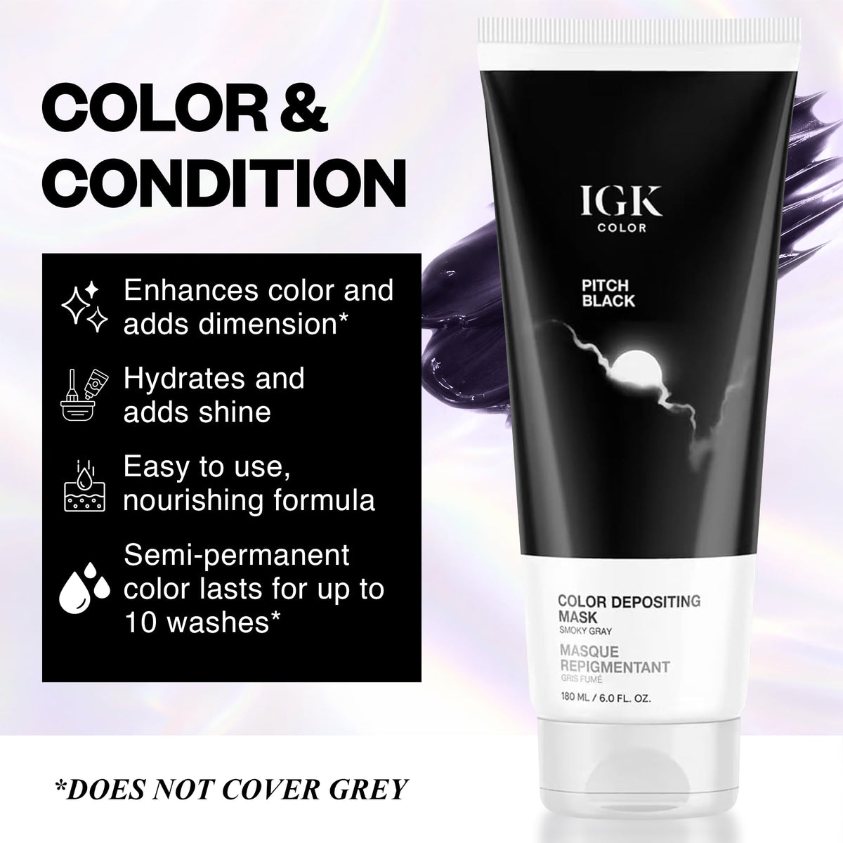 IGK Pitch Black Hair Gloss texture close-up