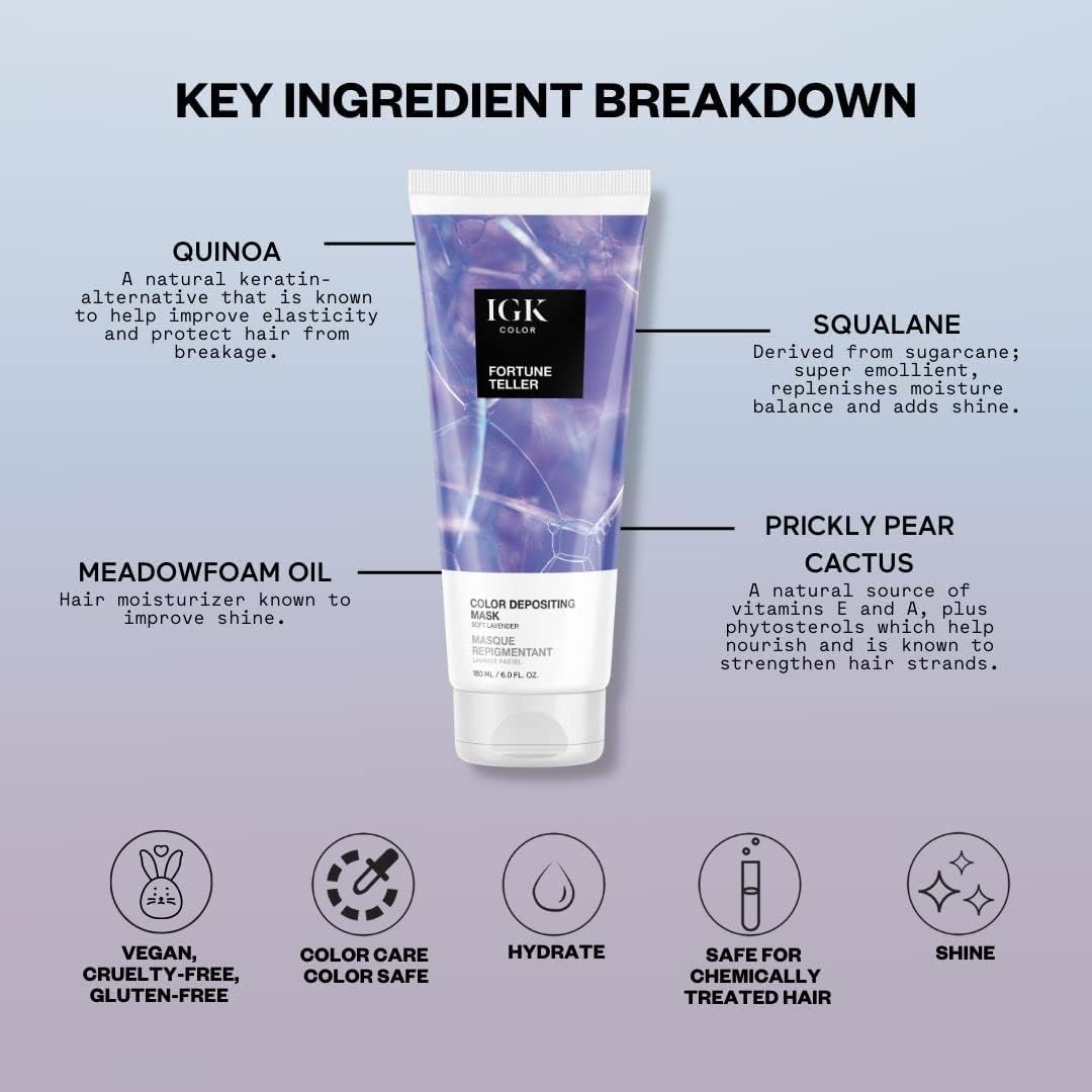 IGK Soft Lavender Hair Gloss packaging details