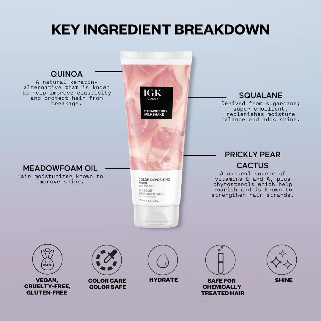 IGK Strawberry Milkshake Hair Gloss alongside other hair products