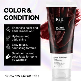 IGK Williams Burgundy Hair Gloss packaging details