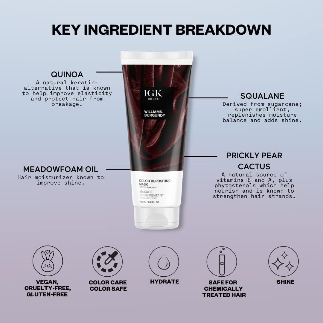 IGK Williams Burgundy Hair Gloss with brush and bowl