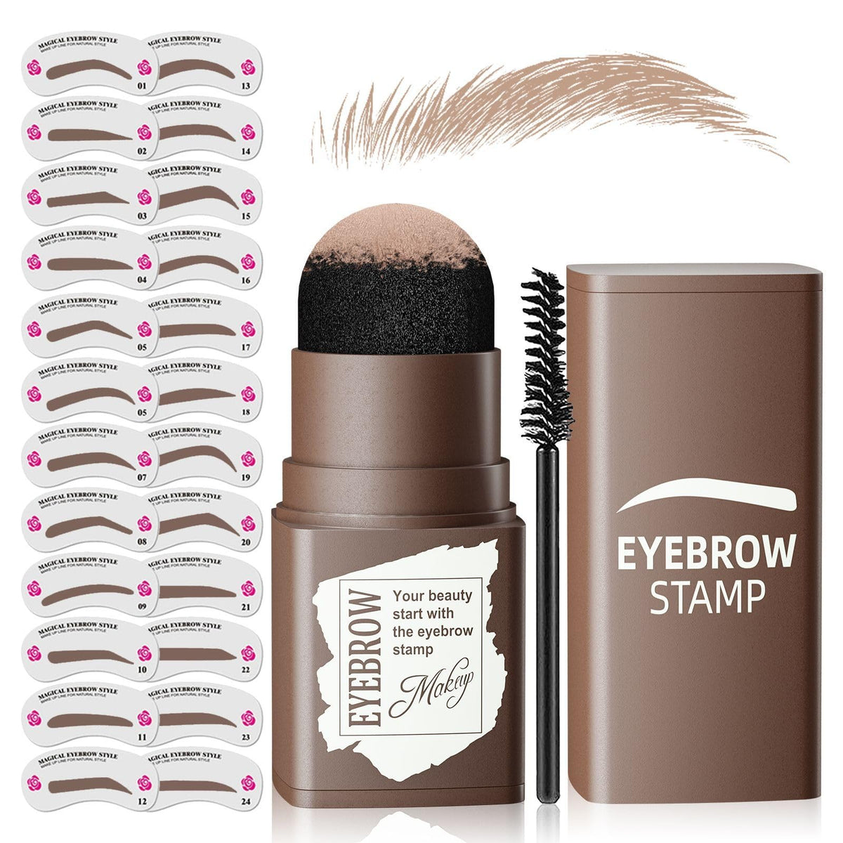 Ihrlpxkc Eyebrow Stamp Stencil Kit front view with 24 stencils