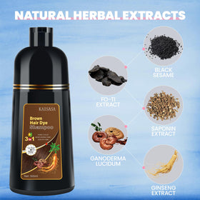 IIIMEIDU Brown Hair Dye Shampoo 3 in 1 close-up of texture