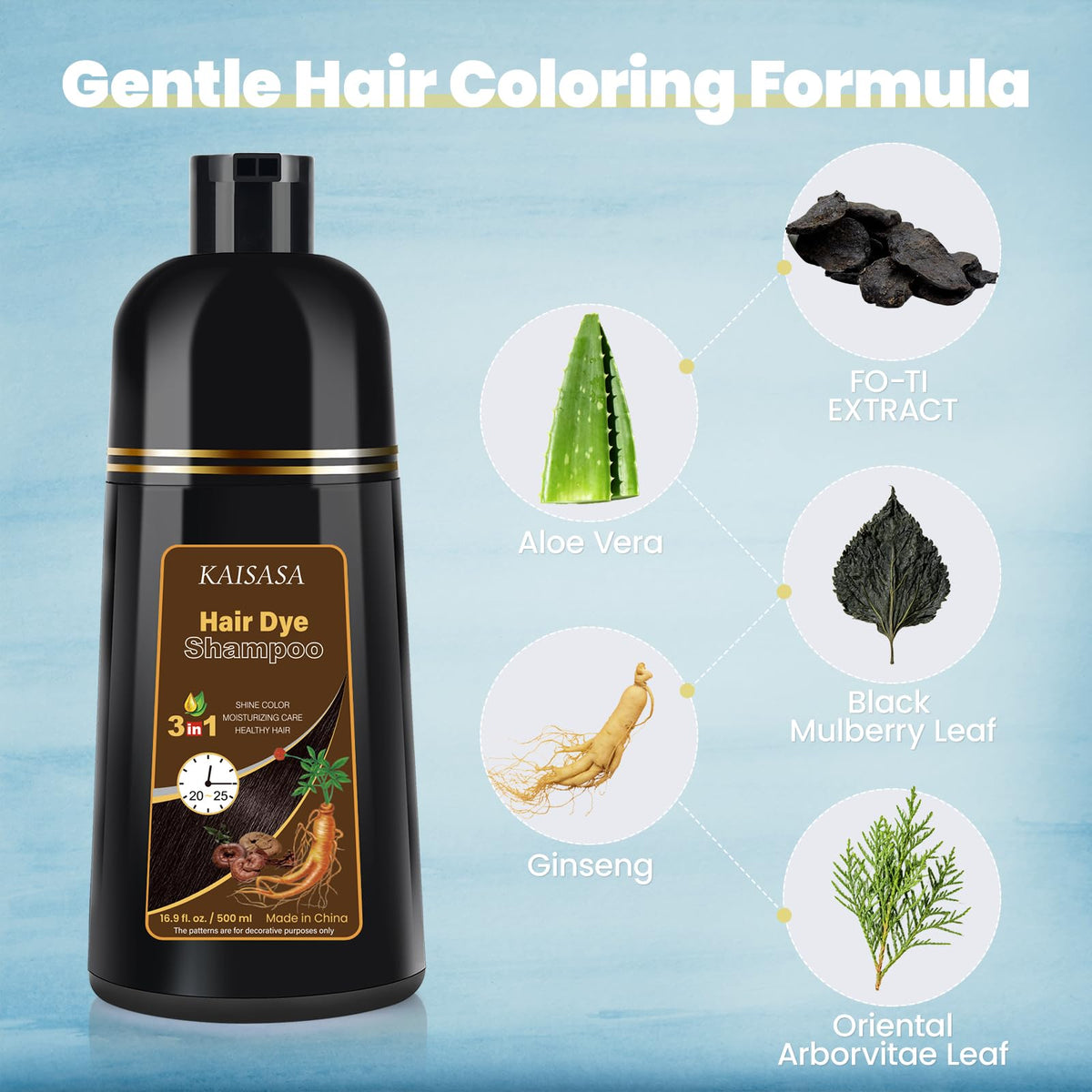 IIIMEIDU Brown Hair Dye Shampoo with gloves