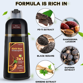 IIIMEIDU Dark Coffee Hair Dye Shampoo gloves included