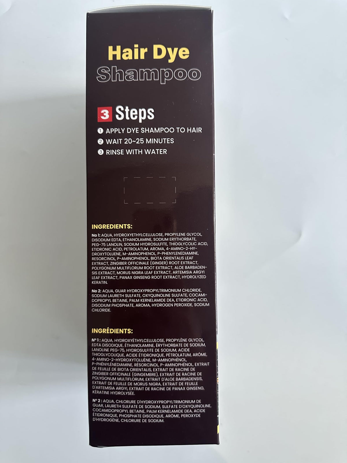 IIIMEIDU Dark Coffee Hair Dye Shampoo ingredients list