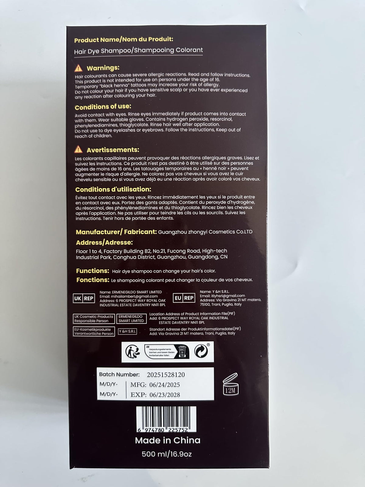 IIIMEIDU Dark Coffee Hair Dye Shampoo usage instructions