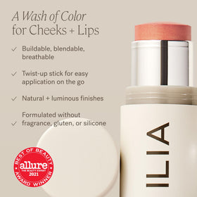 ILIA Multi-Stick Cheek + Lip Color A Fine Romance application on lips