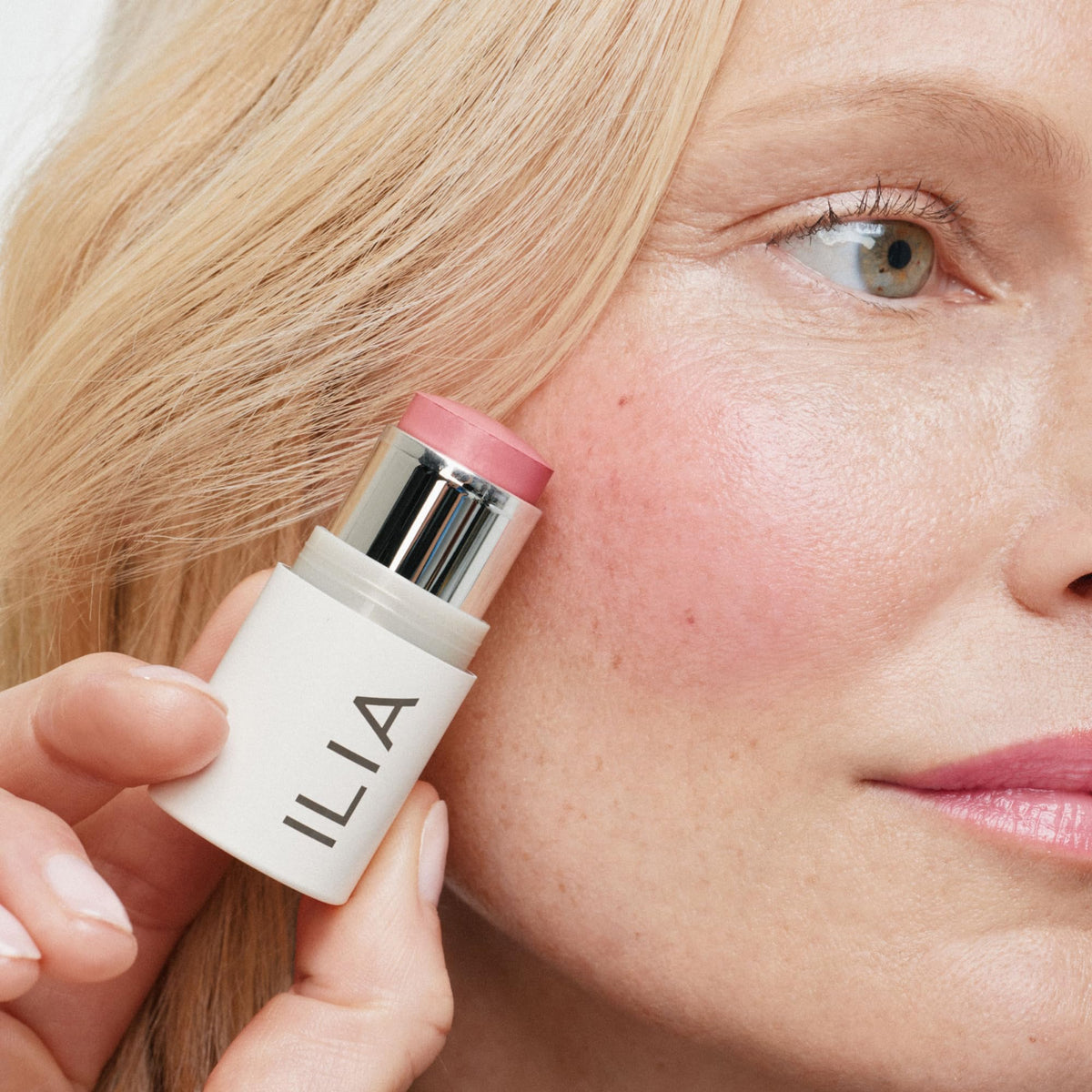 ILIA Multi-Stick Cheek + Lip Color Tenderly Soft Pink application on lips