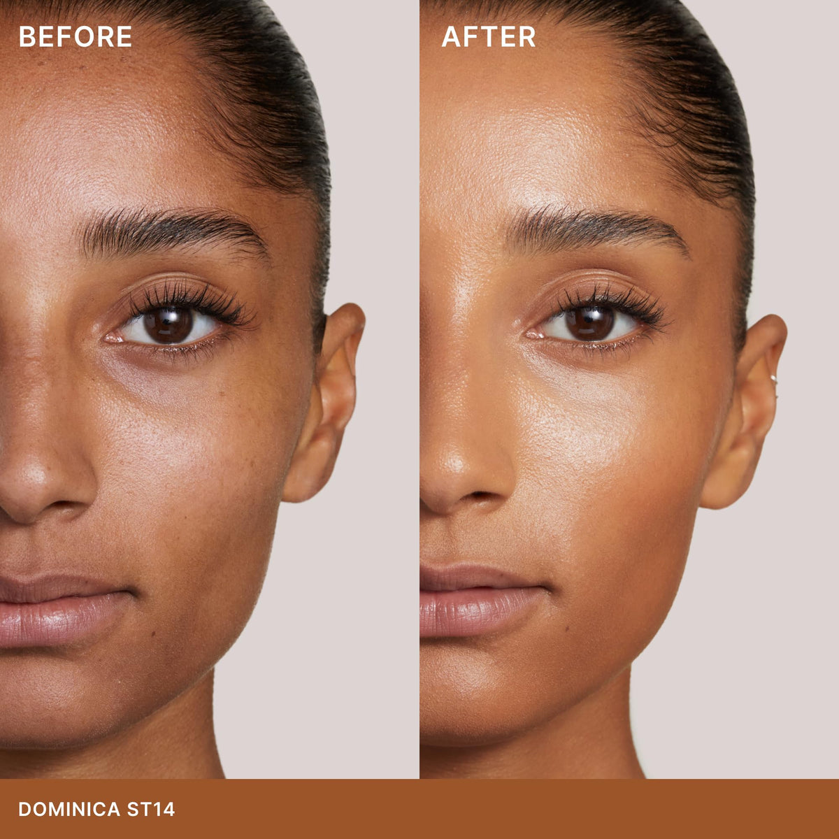 ILIA Super Serum Skin Tint SPF 40 Dominica ST14 texture on skin