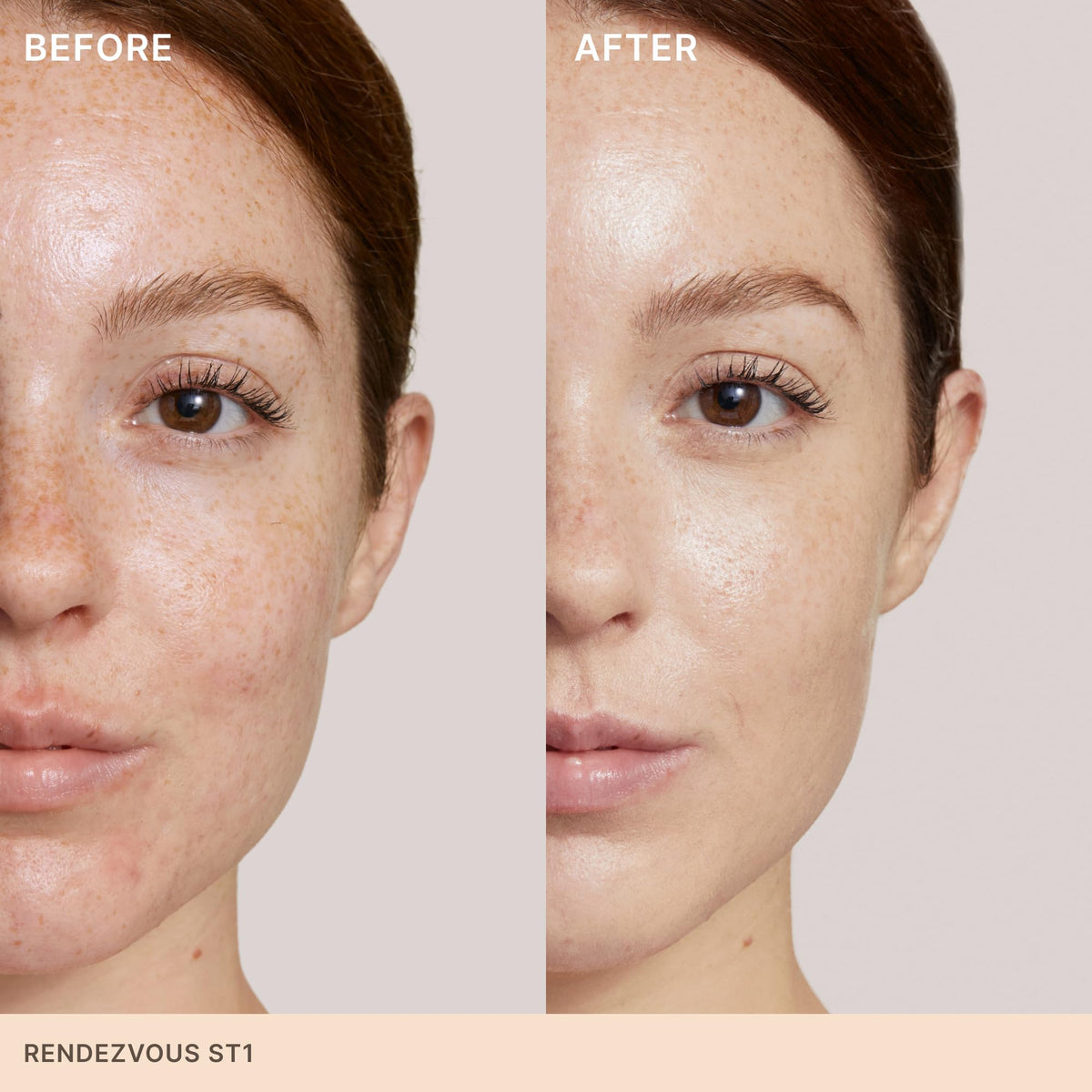 ILIA Super Serum Skin Tint SPF 40 Rendezvous ST1 texture on skin