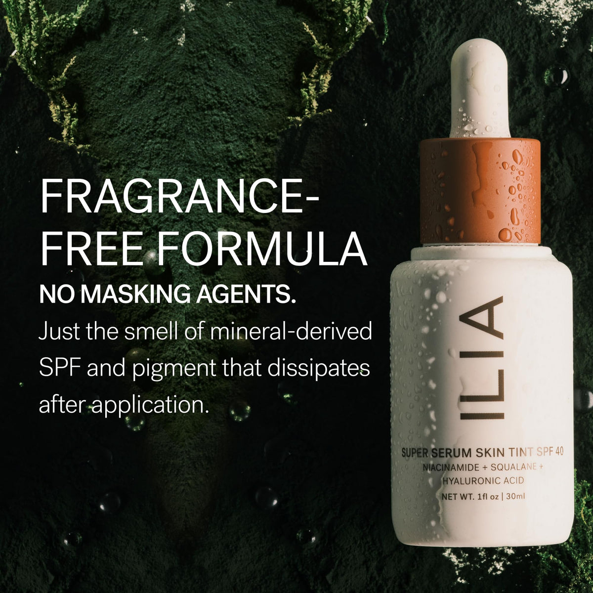 ILIA Super Serum Skin Tint SPF 40 with makeup brushes