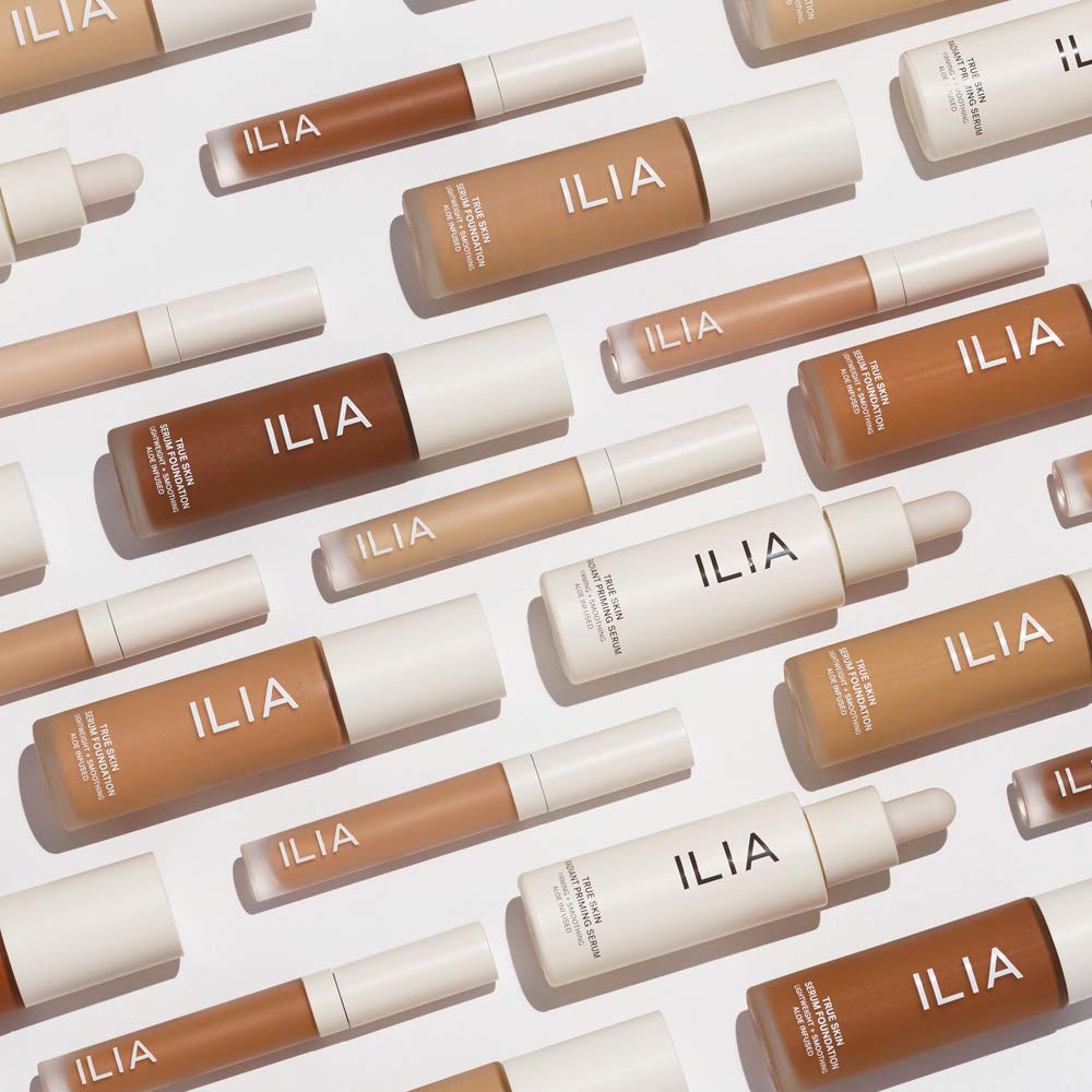 ILIA True Skin Radiant Priming Serum side view with ingredients