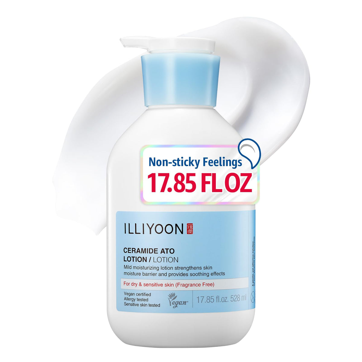 Illiyoon Ceramide Ato Lotion 528ml front view with packaging