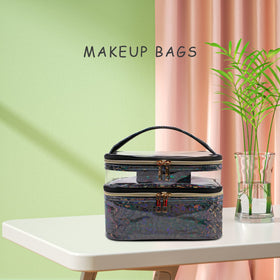 imerelez Double-layer Makeup Bag displaying large capacity