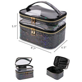 imerelez Double-layer Makeup Bag showing transparent top layer