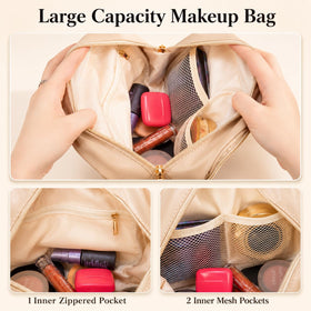 imerelez Double Layer Travel Makeup Bag folded for travel