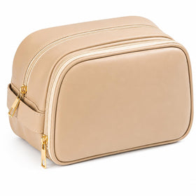 imerelez Double Layer Travel Makeup Bag front view in black
