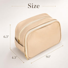imerelez Double Layer Travel Makeup Bag showing interior compartments
