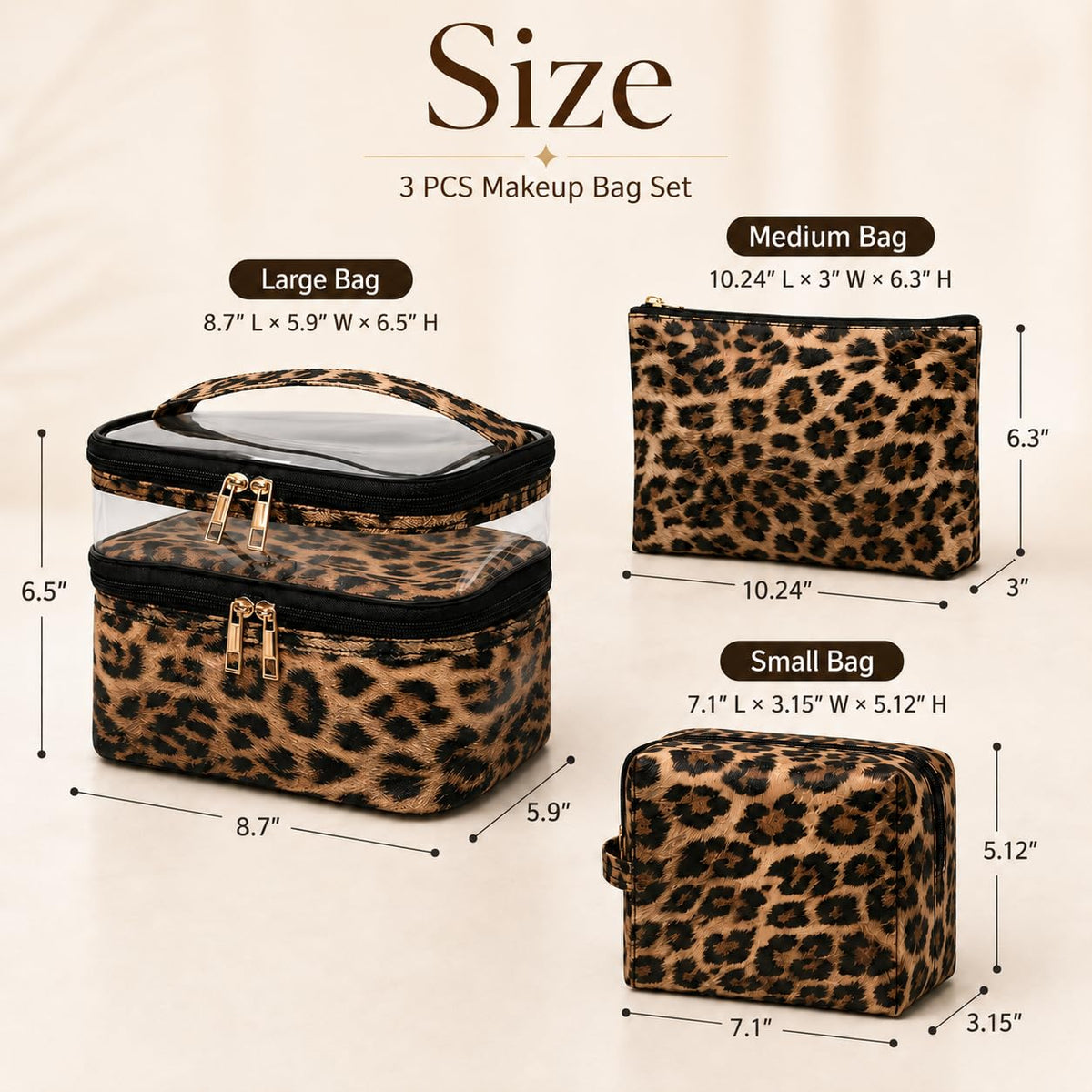 imerelez large makeup pouch open showing interior storage