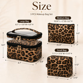 imerelez large makeup pouch open showing interior storage