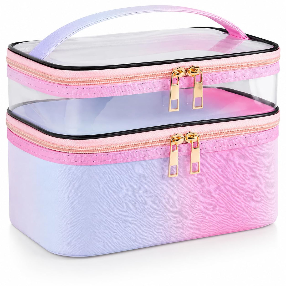 imerelez Travel Makeup Bag front view in Rainbow Pink