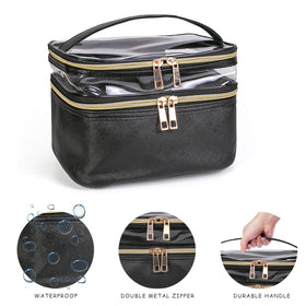 imerelez Travel Makeup Bag with brushes and lipsticks neatly organized