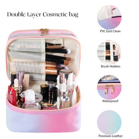 imerelez Travel Makeup Bag with open compartments and brush slots