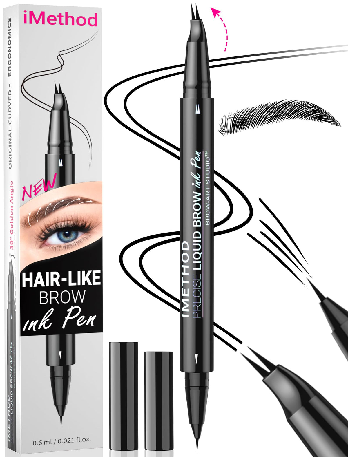 iMethod Curved Eyebrow Pen black model front view