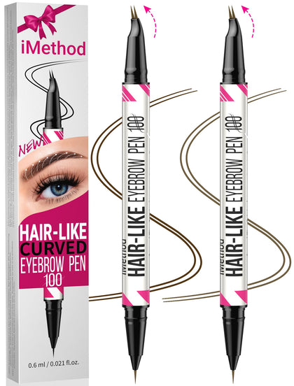 iMethod Curved Eyebrow Pen Dark Brown and Brown dual-ended view