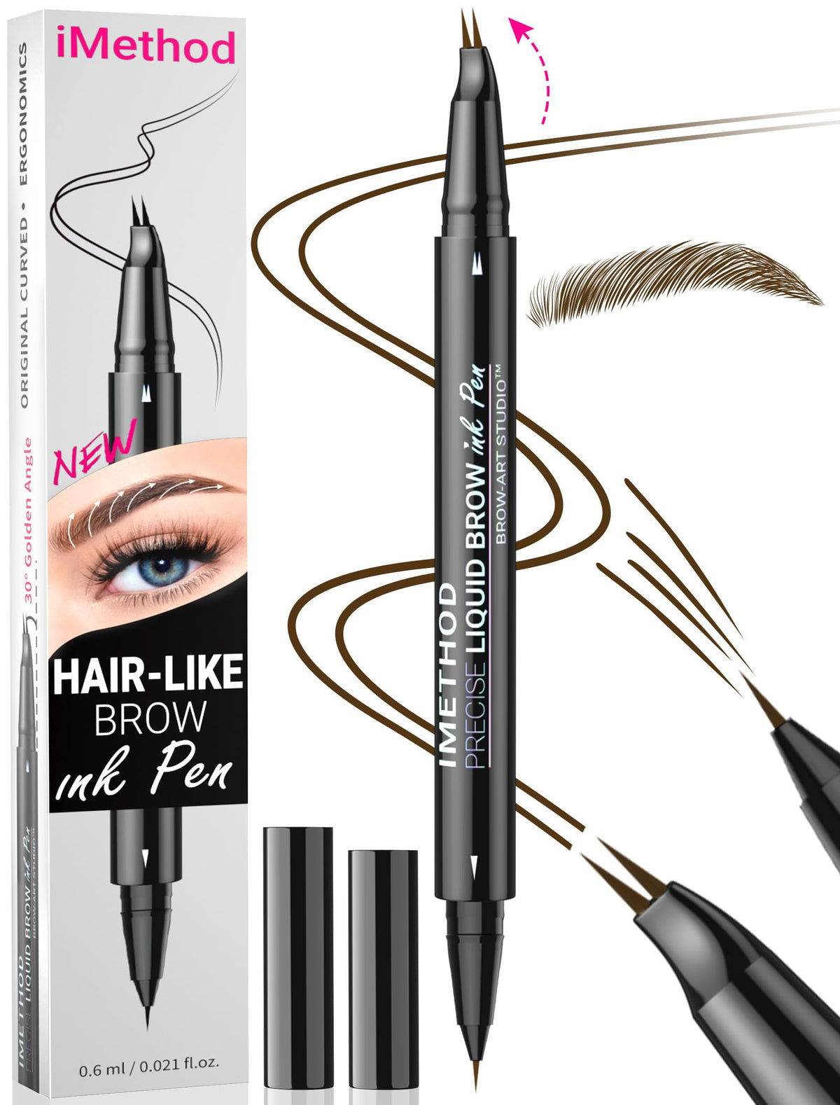 iMethod Curved Eyebrow Pen Dark Brown front view