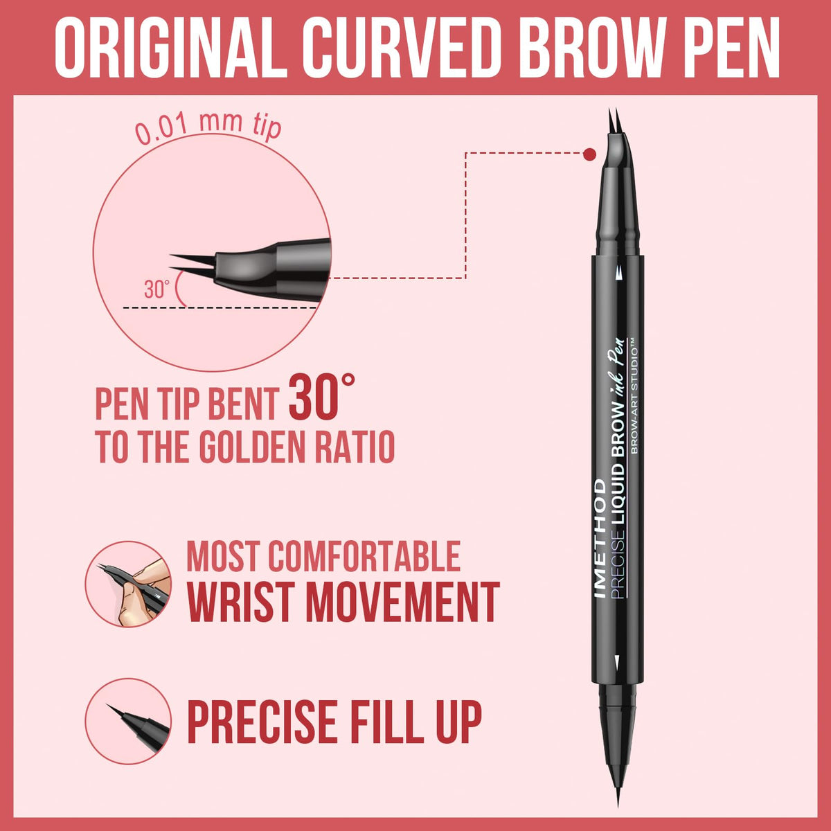 iMethod Curved Eyebrow Pen Dark Brown with brows filled in