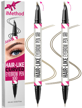 iMethod Curved Eyebrow Pen dual-ended with light brown and brown shades